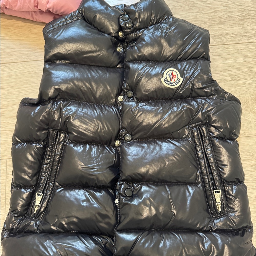 Moncler Black Shiny Puffer Vest for Kids